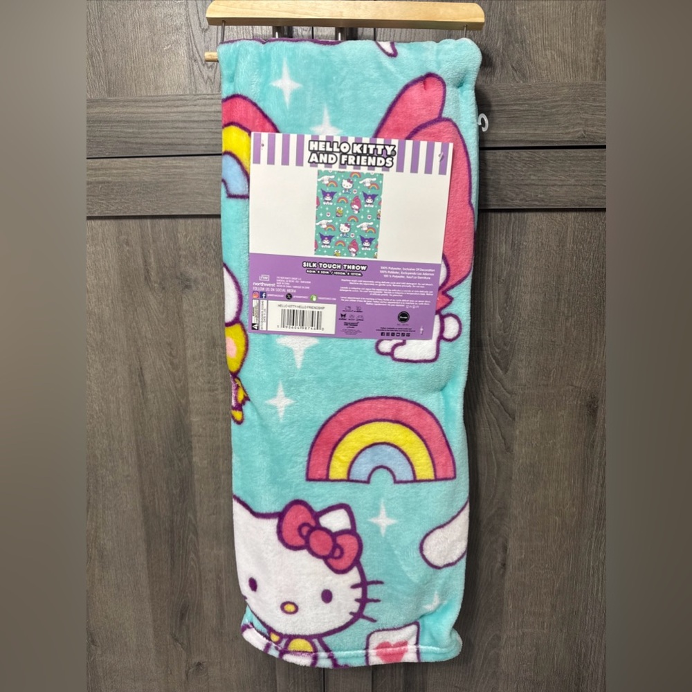 New Hello Kitty & Friends Blue Plush 40 x 50 Preschool Throw Blanket With Tag